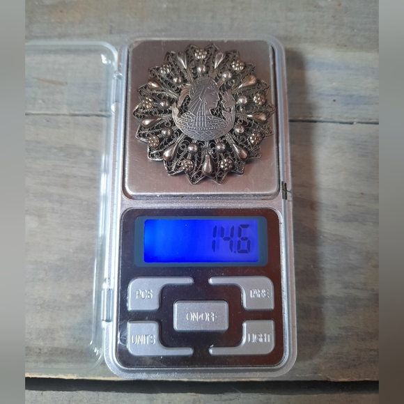 Vintage Sterling Silver Egyptian Filigree Brooch Pin Signed - Picture 14 of 14